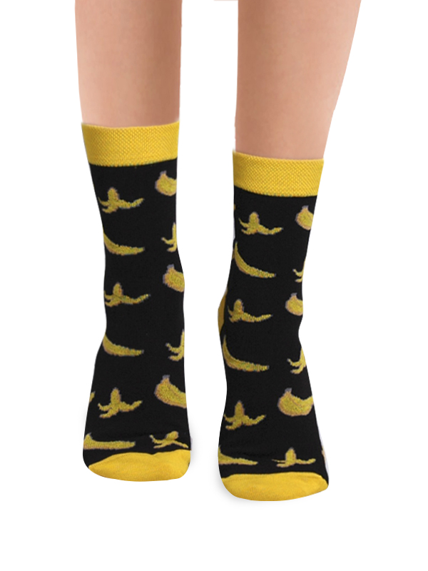 Happy Socks Calcetines de plátano, Negro/amarillo